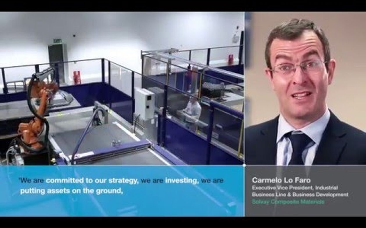 Bullmer Cutting machine for composites with robotics for automated composites production at Solvay